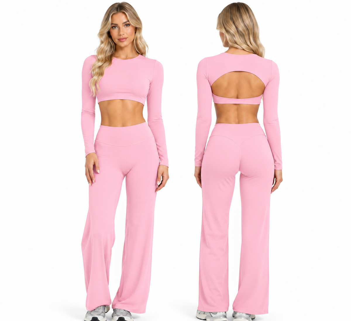 GYMBABE Open Back Flare Set