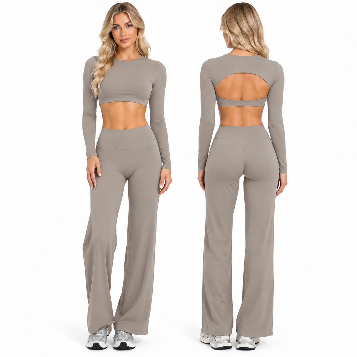 GYMBABE Open Back Flare Set