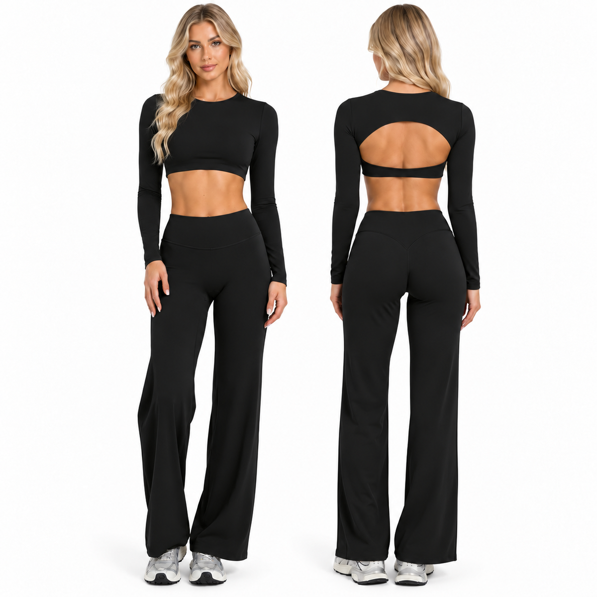 GYMBABE Open Back Flare Set